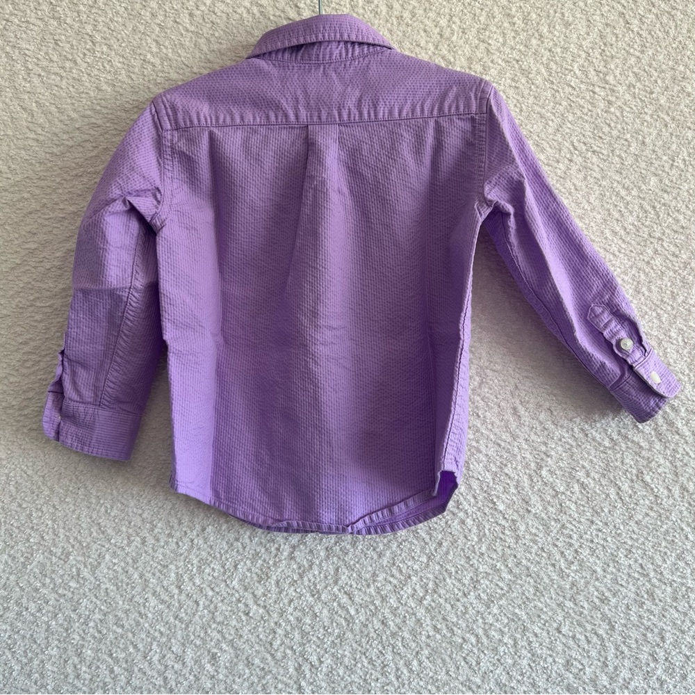 Janie And Jack Toddler Boys Vintage Button Purple Dress Shirt Size 18-24 Months - Picture 3 of 7